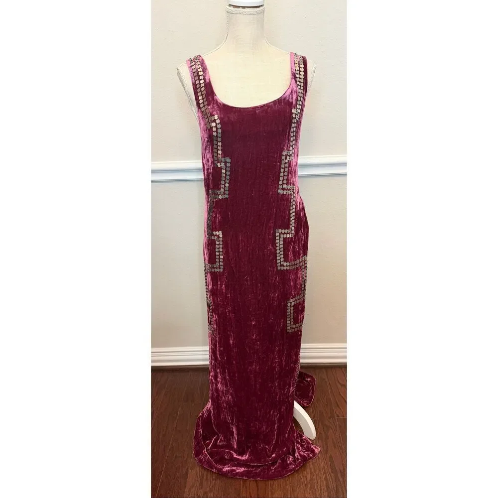 Alix of Bohemia Adele Plum Velvet Dress Size Small - Picture 2 of 16